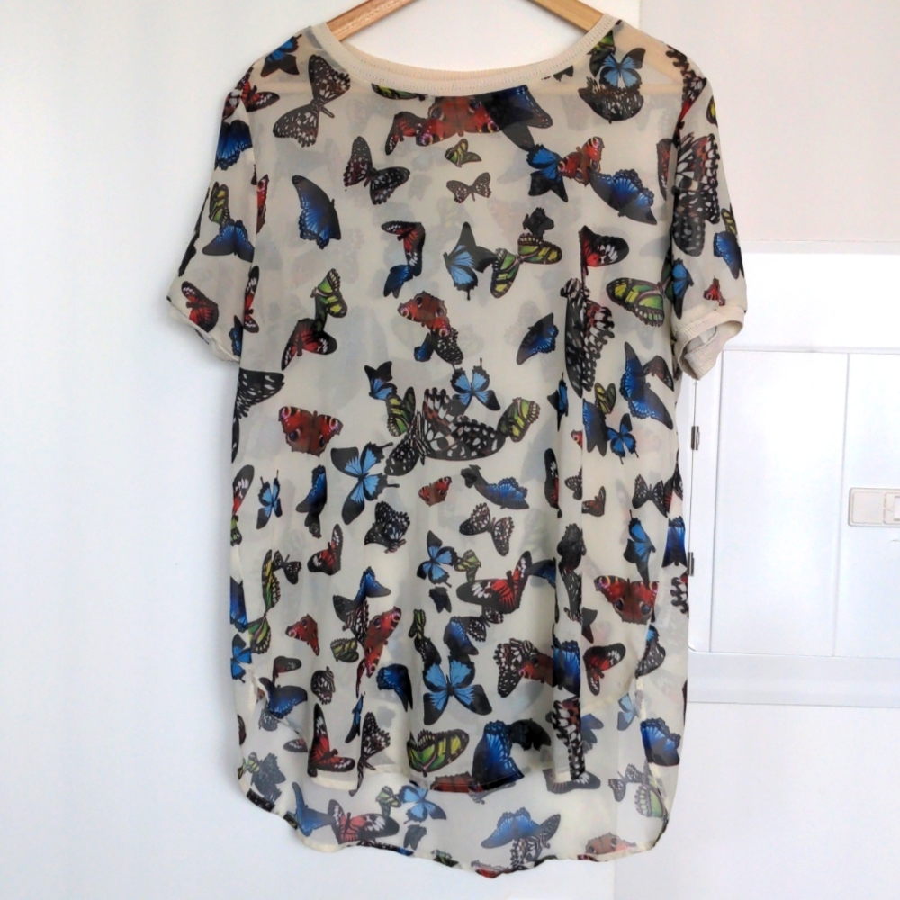 Joe Fresh Sheer Butterfly Tunic sz L
